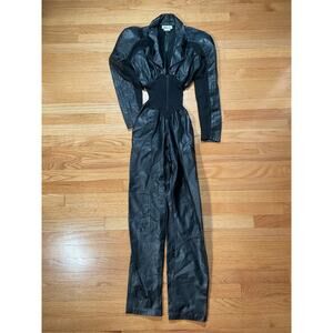 Vintage J Harris 80s Leather Stretch Jumpsuit